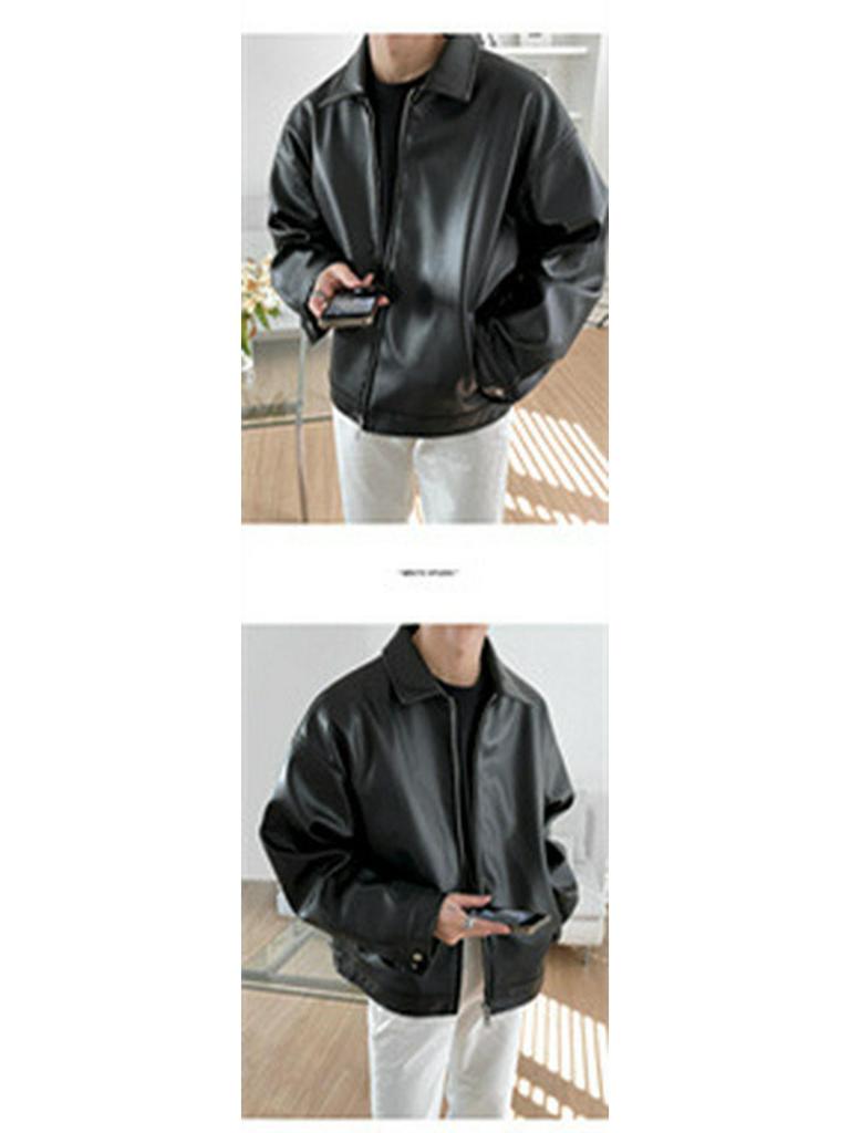 Pánská baseballová bunda z PU kůže - 2023 Trendy jarně-podzimní motorkářská bunda v korejském stylu