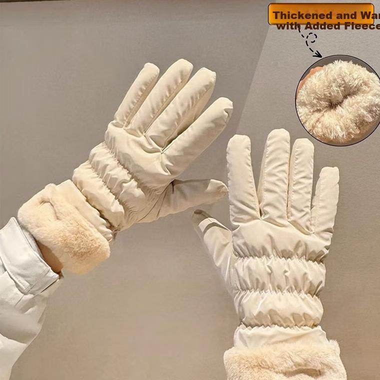 Winter Gloves, Thickened And Fleece-Lined, Cold-Resistant for Cycling, Touchscreen Compatible, Ladies' Outdoor Riding Electric Bike Warm Cotton Gloves