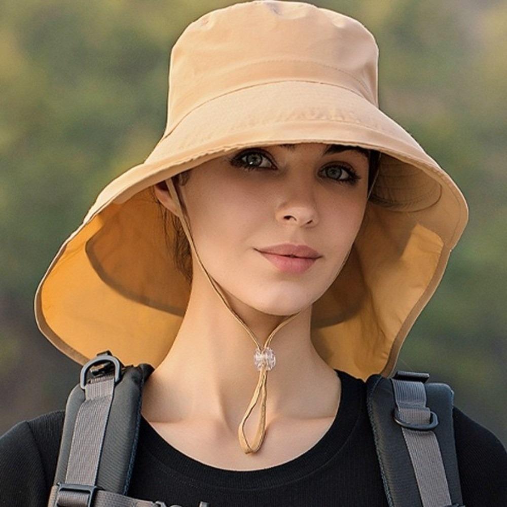 Korean Style Wide Brim Sun Hat Solid Color Women Bucket Hat Fashion Sun Protection Hat Outdoor