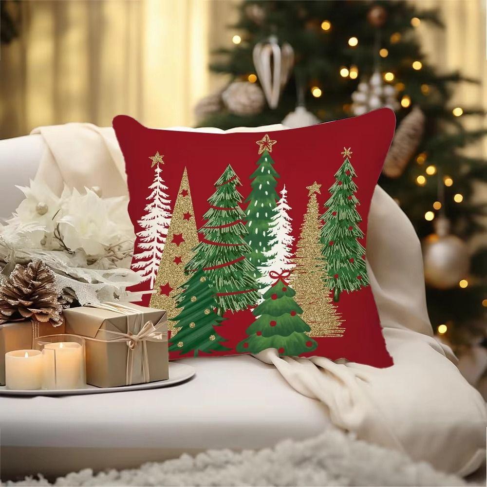 2Pcs 45x45cm Christmas Tree Cushion Cover Luxury Pillow Shell Dacron Throw Pillow Case Children