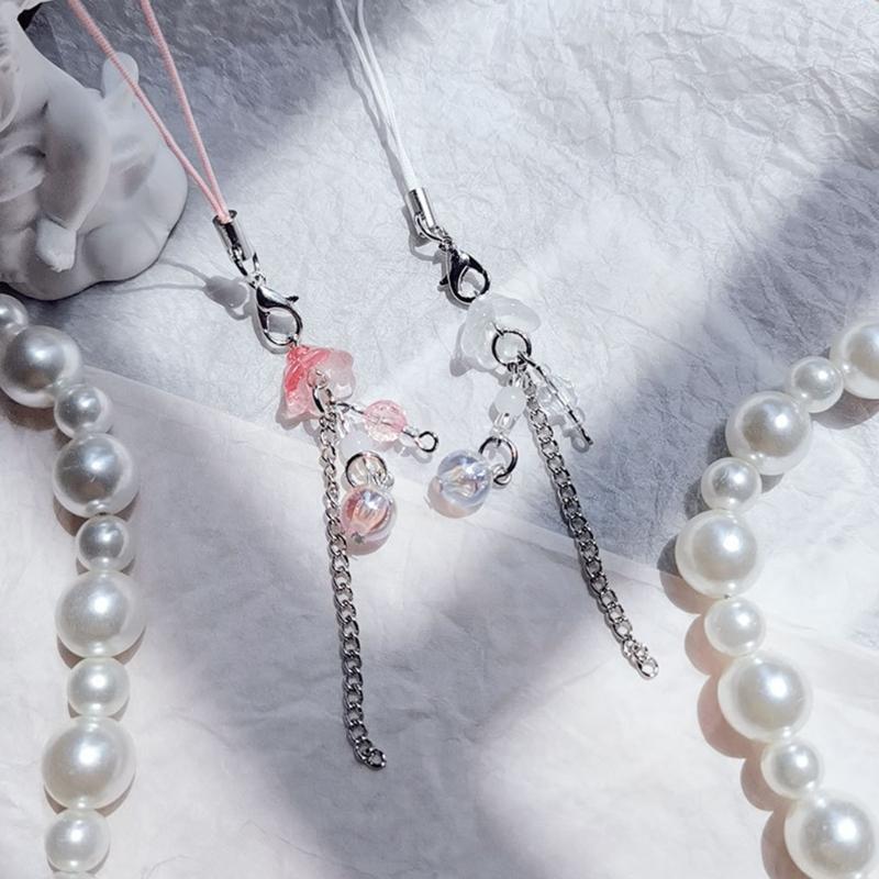 Bowknot Heart Cross Flower Phone Charm Straps Keys Hanging Pendants Bag Decor