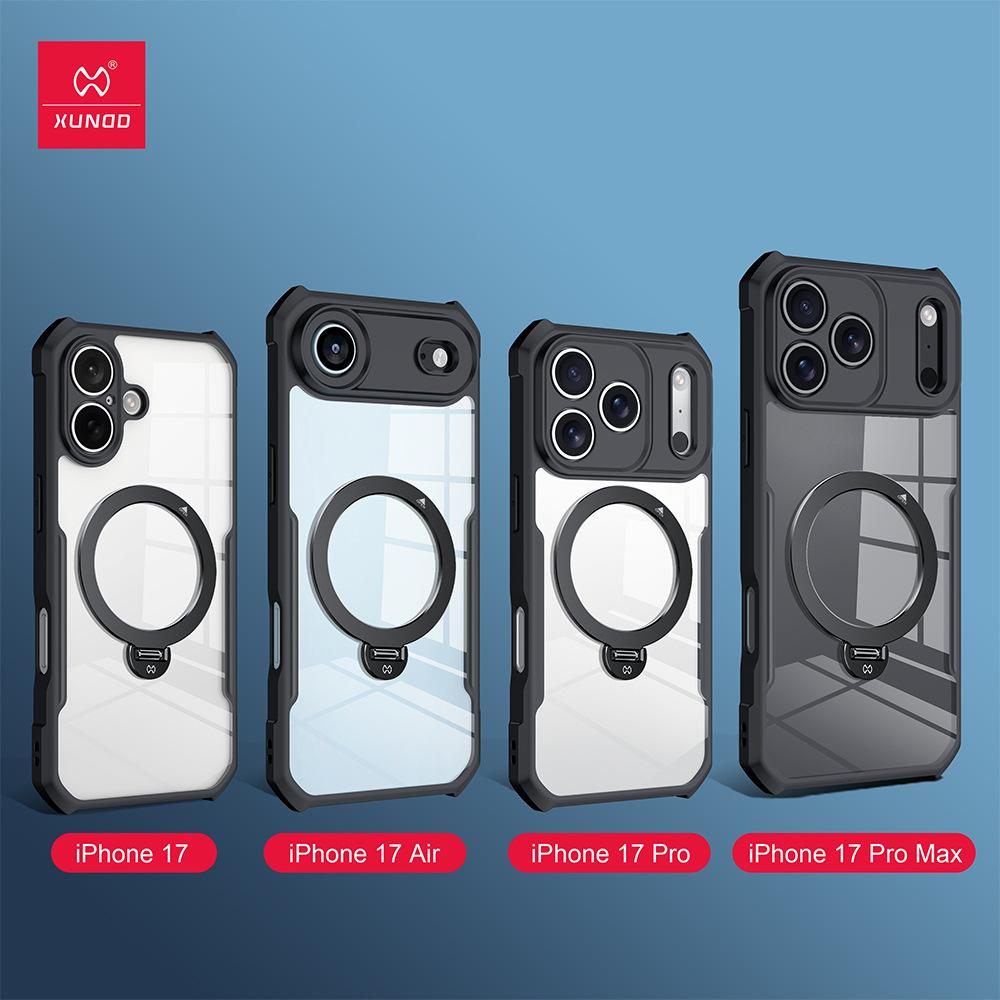 XUNDD For iPhone 17 Pro Max iPhone 17 Air Casing Airbag Shockproof Protective Case Luxury Phone Cover With Rotatable Magnetic Holder Stand