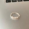 Korean Stylish Inspired Adjustable Pearl And Silver Ring For Women Modern Fashion 2023 Jewelry