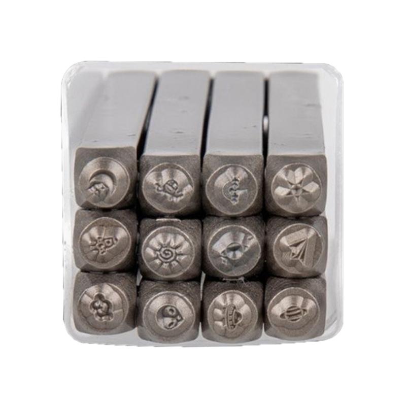 

12PCS Metal Stamp Punch Set 1/8 (3mm) Heart and Animal Stamp Set Stamping Tool for Imprinting Metal, Leather, Wood
