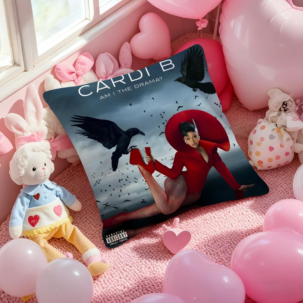 C-Cardi B Певица Чехол для Подушки с Принтом Наволочка для Подушки на Диван в Гостиной и Декор Спальни 12x12Inch
