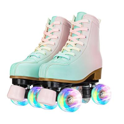 Flashing Roller Skates For Women Double Row Quad Skate Shoes Adult Outdoor Indoor Skating Training Sneakers With 4 Wheels 33-41
