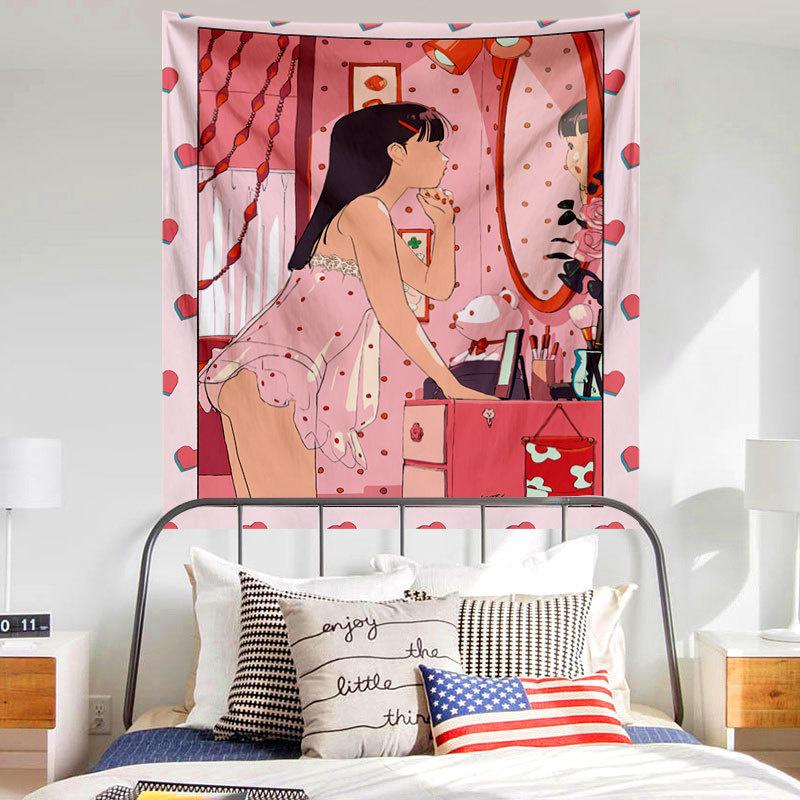 Каваи аниме девушка принт узор гобелен дома гостиная спальня Настенный декор фон ткань — фото 10