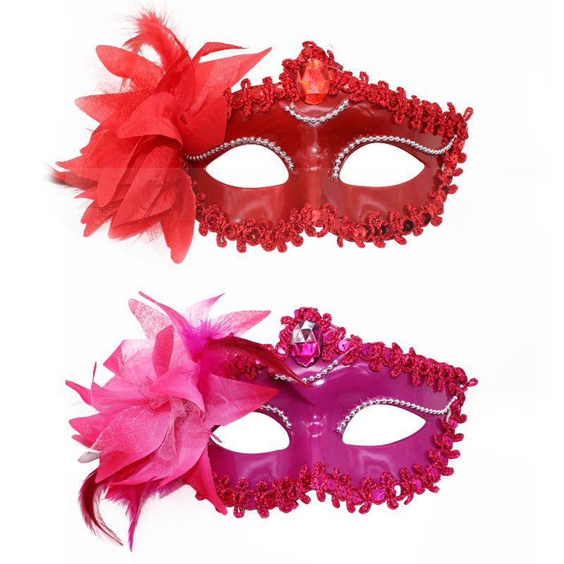 Glitter Half Face Floral Masquerade Mask Woman Venice Mask Halloween Costume Accessories For Cosplay Party