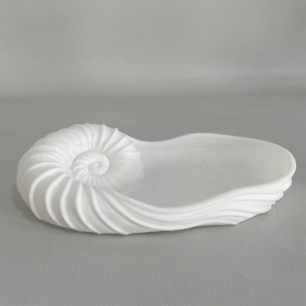 3D Printed Nautilus Shell Tray Coastal Style Conch-Shaped Shell Trinket Dish Plastic Spiral Design Key Holder Bathroom