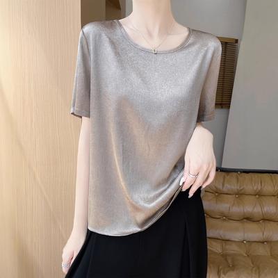 Elegancki i wyrafinowany, T-shirt z krótkim rękawem dla kobiet, Top dla matek, Wyszczuplający i smukły styl