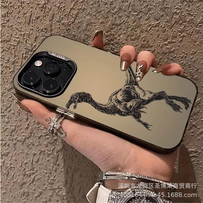 Line Dinosaur Apply Apple 15 Color Silver iPhone14Pro Creative 11Promax Scrub 16 Protective Case 17