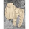 Men's Casual Two Piece Set, Featuring a Printed Hoodie with Letter Patterns and Drawstring Outdoor Casual Sports Pants, Suitable for Travel