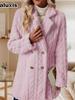 New Arrivals Women's Comfortable Casual Warm Velvet Blazer with Lapel Double-Button Coat