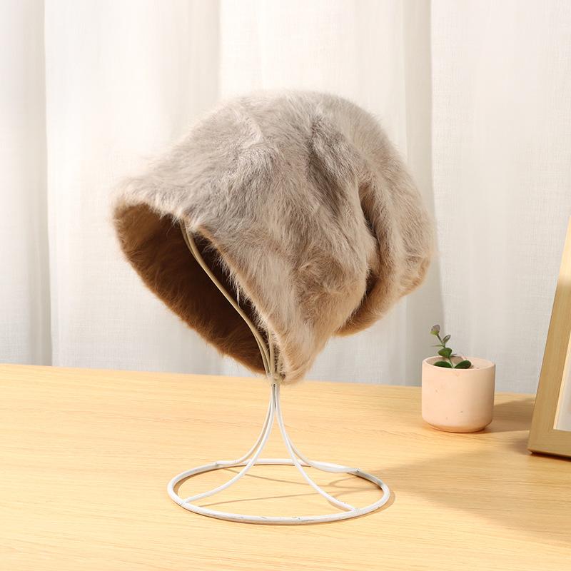 Rabbit Hair Pile Hat for Women Autumn Winter Plush Japanese Cute Ladies Hat Warm Fur Hats EMA