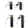 Basin Faucet Gold and Black Waterfall Faucet Brass Bathroom Faucet Bathroom Basin Faucet Mixer Tap Hot and Cold Sink Faucet