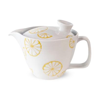 Teapot with Strainer, 240ml Capacity, for 1-2 People, Hasami Ware, Made In Japan, Lemon, Small, White