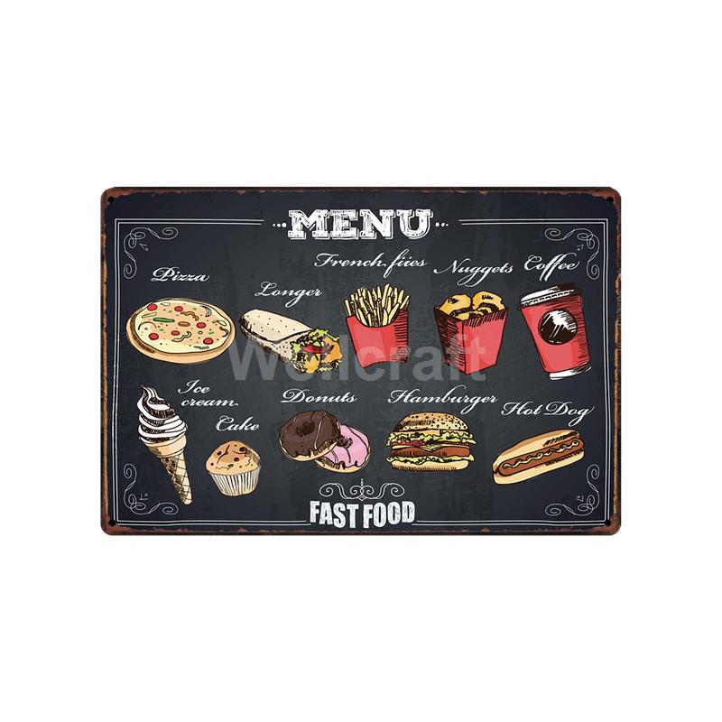 [ WellCraft ] Fast Food Hot Dog Ice Cream Pizza Coffee Metal Sign Wall Plate Pub Bar Vintage Painting Personality Decor LT-1723