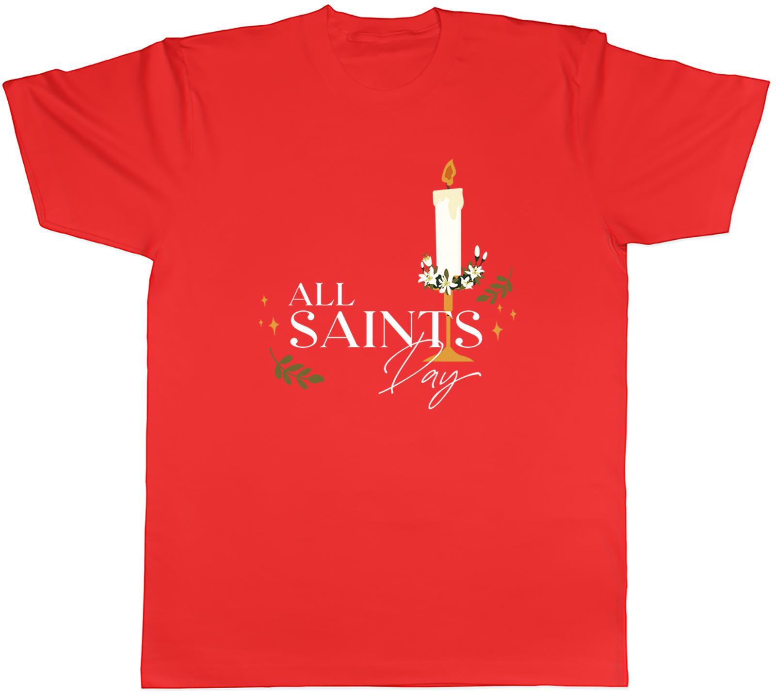 All Saints Day Unisexs T-Shirt Candle Stick and Florage Tee Gift S