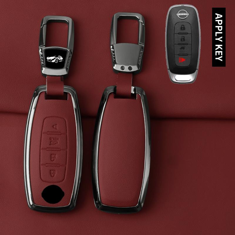 Zinklegering Leer Auto Sleutelhoesje Voor Nissan X-Trail T33 Qashqai J12 Teana Altima Ariya Sleutelhanger Accessoires