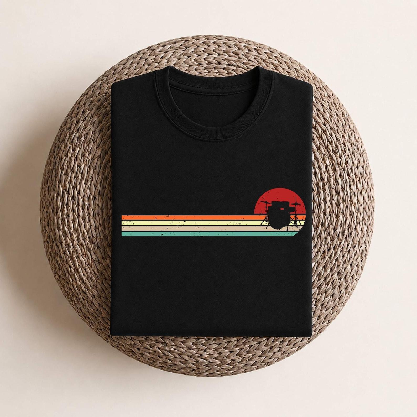 Retro Drum Kit T-Shirt, Drumsticks - Premium Shirt S