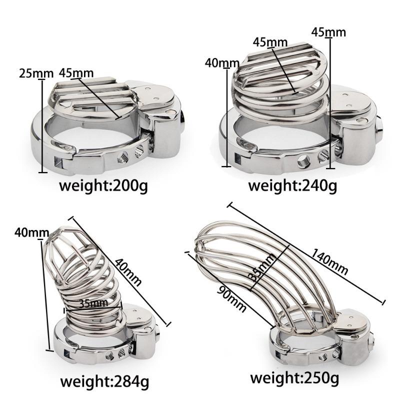 Male Metal Chastity Lock, Sissy Silver Chastity Cage, 6 Positions Adjustable Abstinence Chastity Device, Adult Erotic Products