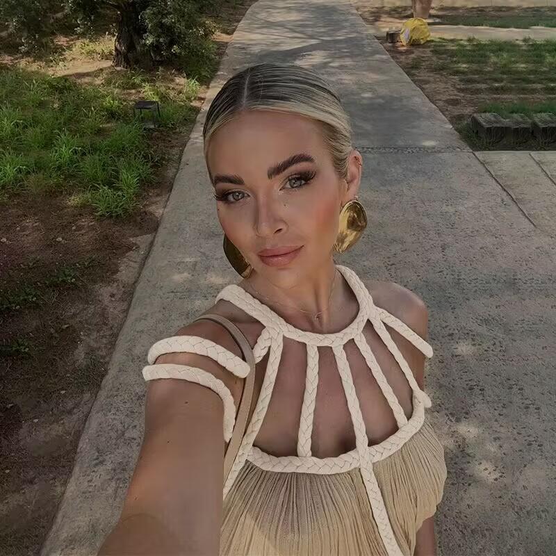 Solid Halter Harajuku Maxi Dresses Women Backless Chic Sleeveless Long Dress Female Loose Beach Vacation Party Robe