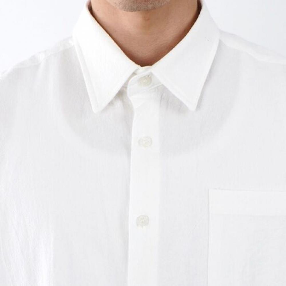 Onl Men Linen Crop Shirt Sky Blue Oxford
