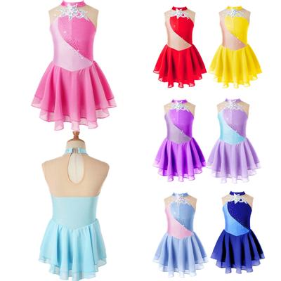 Figure Skating Dresses for Girls Shiny Rhinestone Gymnastics Leotards Girls Ballet Dance