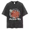 Anime Chainsaw Man T-shirt Denji Power Makima Aki Graphic T Shirt Men's Clothing Short Sleeve Oversized Tshirt