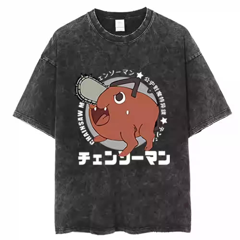 Anime Chainsaw Man T-shirt Denji Power Makima Aki Graphic T Shirt Men's Clothing Short Sleeve Oversized Tshirt
