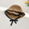 Sweet Cute Cherry Lace Edge Straw Hat For Women Summer Hollow Seaside Beach Vacation Big Brim Sunshade Cap  Sun Cap