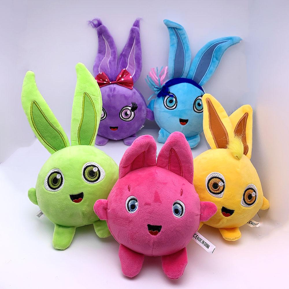 5pcs Sunny Bunnies Plush Dolls Cute Happy Rabbit Sleeping Cartoon Peluches for Girls Birthday Gifts Soft Stuffed Animals Doll