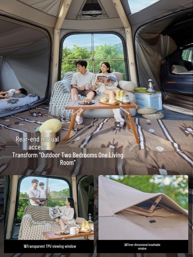 2025 Explorer Automatic Inflatable Tail Tent: SUV & Tesla Rainproof Camping Solution