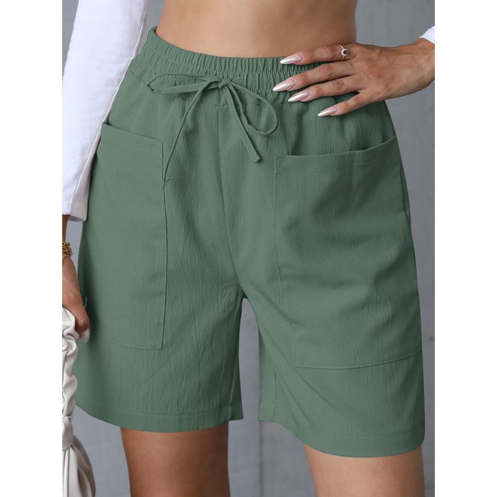 Summer New Style, Loose Fit, Linen, Casual Shorts, Solid Color, Plus Size, High Waist, Wide Leg Pants for Women