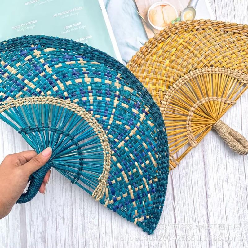 Handwoven Seagrass Wall Fan Decorative Hanging Home Boho Style Natural Fiber Craft