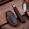 Luxury Leather Car Key Case Cover Fob Protector Keyring for Nissan Patrol Y62 Accessories 2021 5 Button Keychain Holder Shell