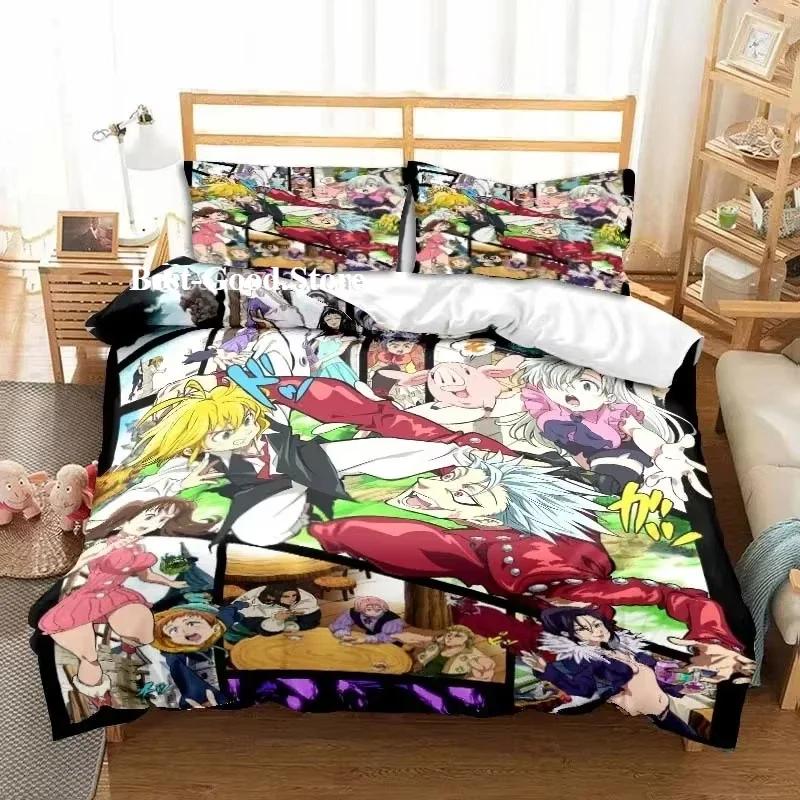 

New Anime The Seven Deadly Sins Al Season Twin Beding Set Printed Bed Linen Set With Pilowcase Bed Soft Duvet Cover Soft Single Double 135*200cm Eu-Single