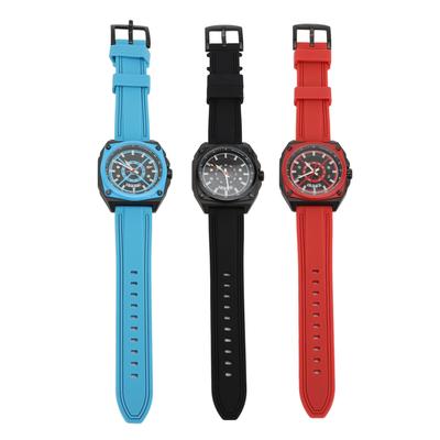 Men Multifunctional Quartz Watch Water Resistant Silicone Strap Stylish Wristwatch Casual Business C