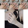 Sparkling Korean Style Geometric Open Ring With Brilliant Gemstone For Fashionable Women