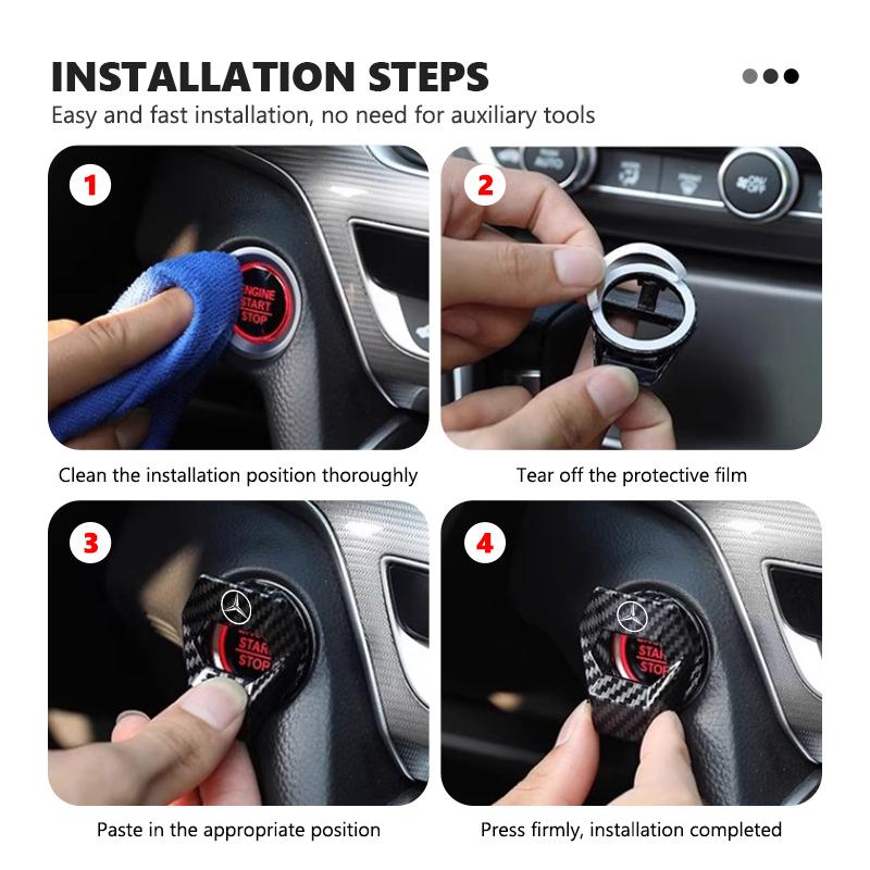 For Benz Car Logo Engine Start Stop Switch Push Button Cover Decorative Accessories CITAN VITO SPRINTER CLS SLK Sport ML C200 OO9