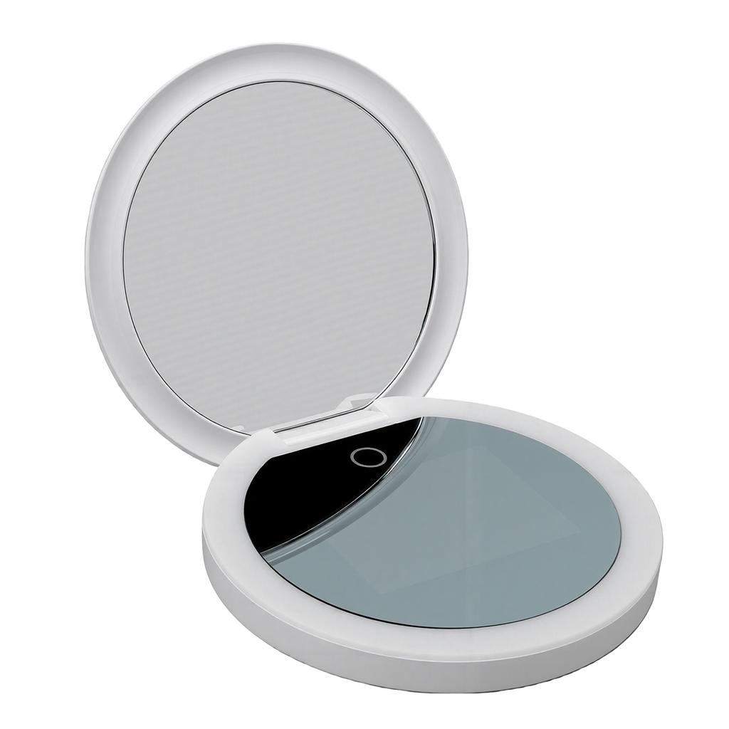 Sunscreen Test Camera Mirror 2X Magnifying Sunscreen Camera Portable Makeup Mirror with LED Light for Travel Skin