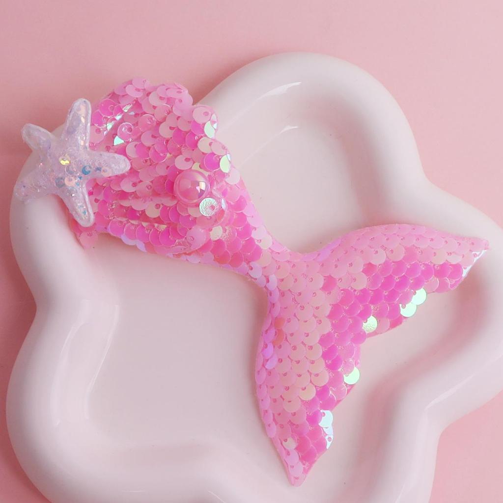 Colorful Glitter Seashell Fishtail Hair Clips for Cute Children's DIY Jewelry & Clothing Accessories