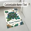 Floral Art Card Theme Soft Crystal Velvet Rug Custom Name & Text Print Non Slip Floor Rug for Bedroom Living Room