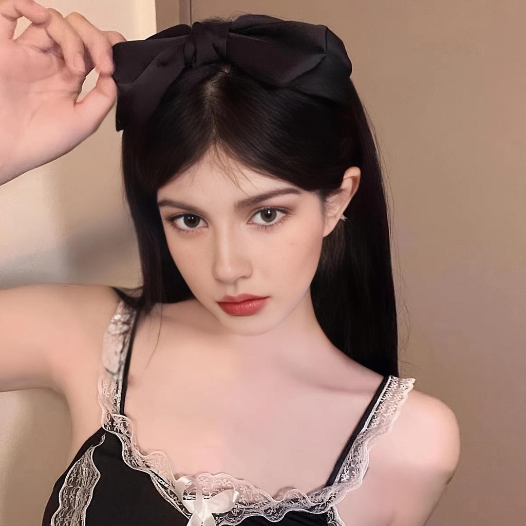 Vintage Black Big Bow Headband Beautiful Women's Wide Hairband Accessory Girls' Able Hair Hoop Bezels for Stylish Hairdo