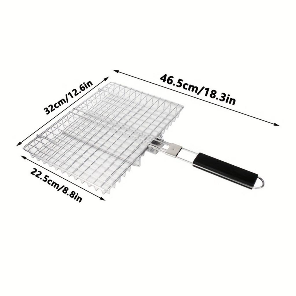 Foldable Detachable Handle Grills Basket 32cm Nonrust Steel For Family Camping Picnics Safe Heat Resistant Design