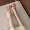 Women's Ankle Buckle High Heel Sandals Fashion Breathable Sexy Party Narrow Band Shoes Ladies Cross Strap Square Toe Pumps