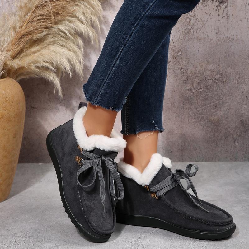 Fashionable and Comfortable Casual Short Boots Winter New Round-headed Lined Warm Anti-slip Casual Snow Boots Suitable for Women