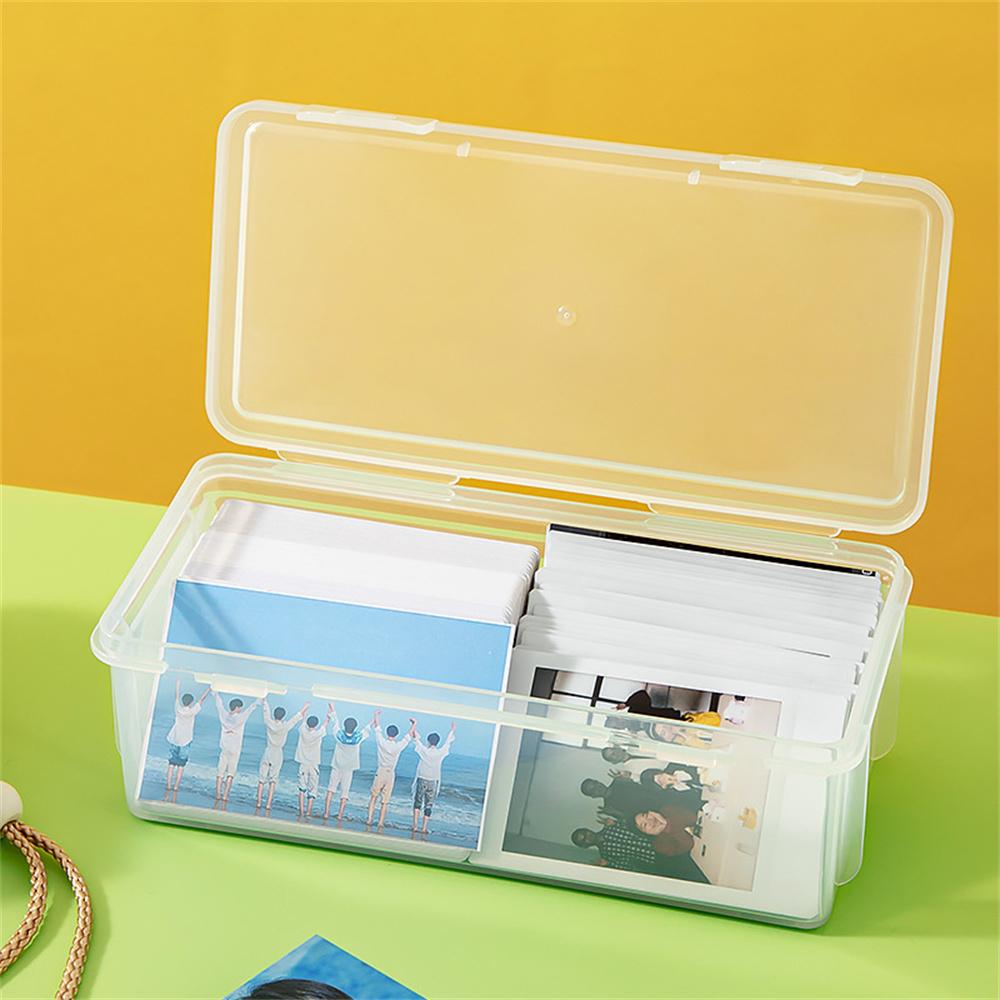 Photo Storage Box Rectangular Desktop Box Card Organizer Plastic Transparent Case For Photography Enthusiasts Desktop Postcard