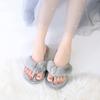 Women's winter home plush flip flops, comfortable wooden floor cotton slippers