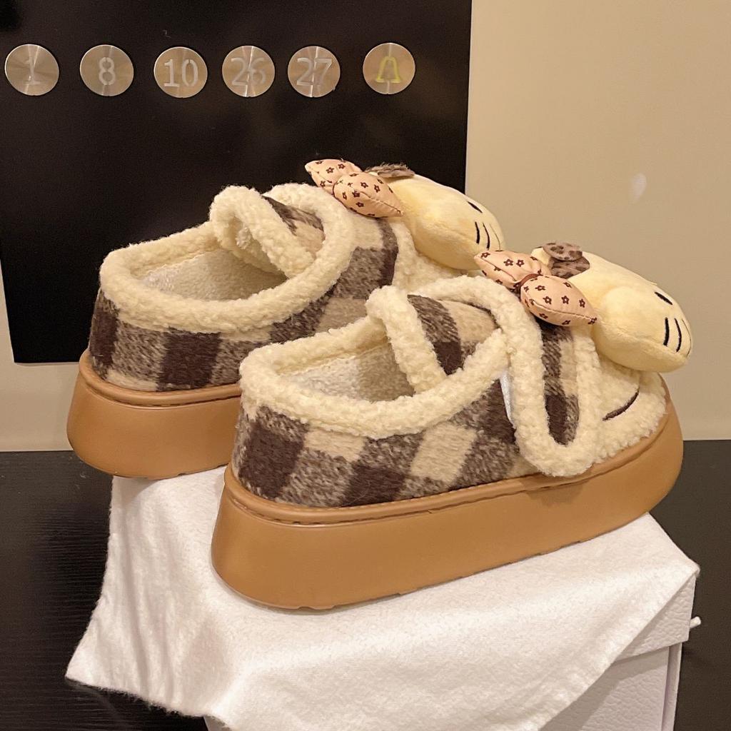 Fashion Thick-soled Versatile and Comfortable Cotton Shoes for Women's Autumn and Winter New Cute Temperament Kitten Non-slip Cotton Shoes for Women